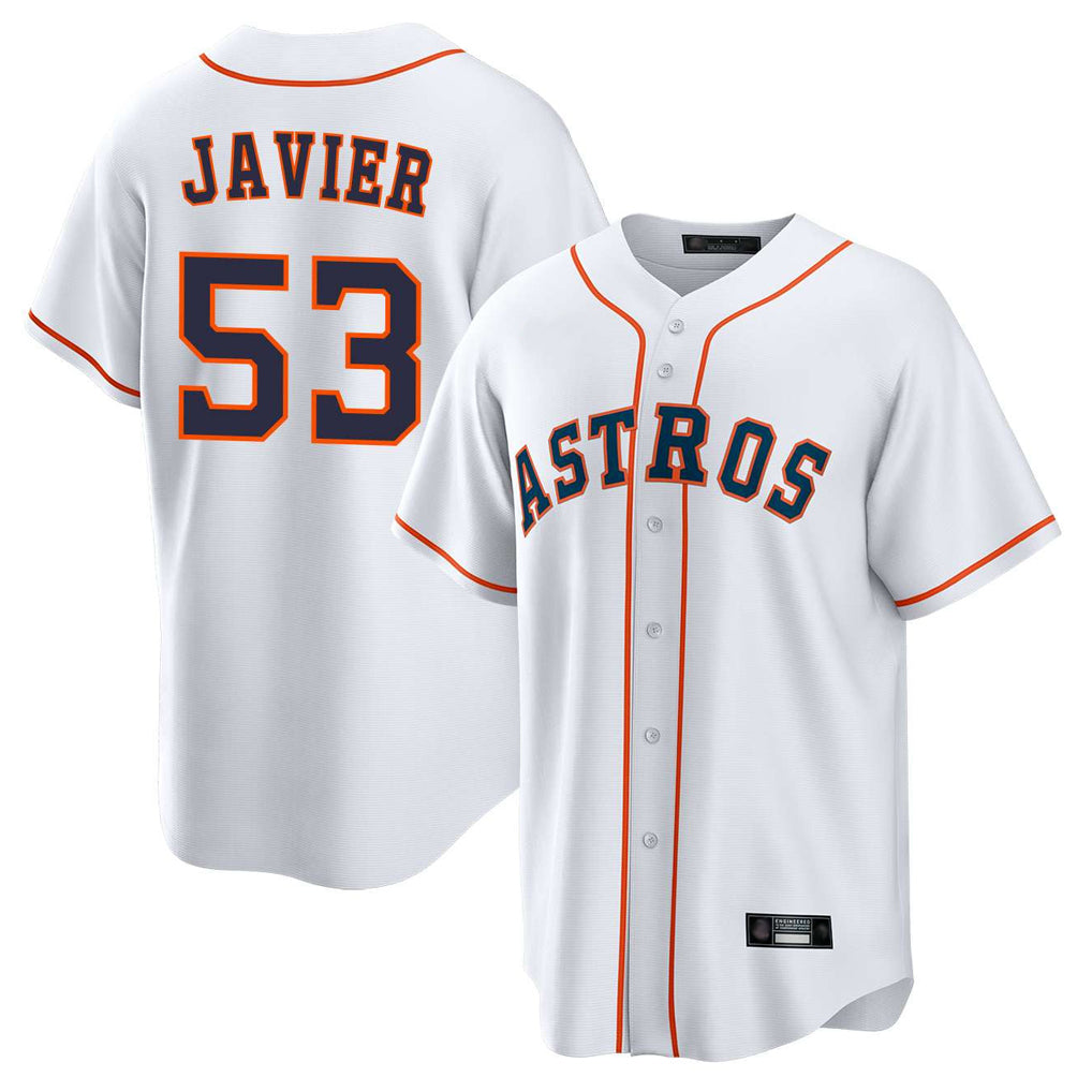 Vanessashop H.Astros #53 Cristian Javier Player White Home Game Stitched Jerseys