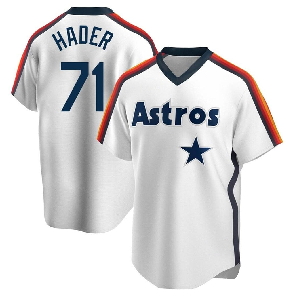 Vanessashop H.Astros #71 Josh Hader Player White Cooperstown Collection T-shirt Stitched Jerseys