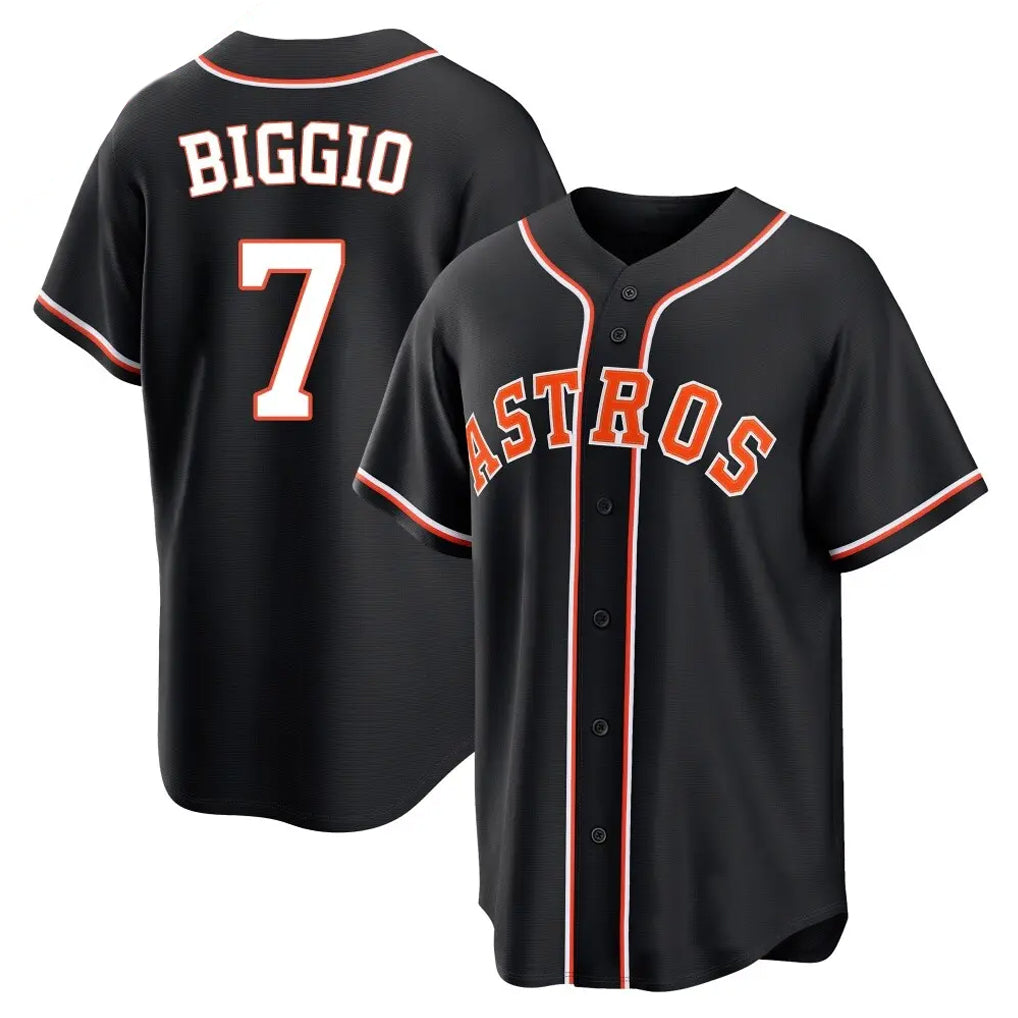 Vanessashop H.Astros #7 Craig Biggio Player Black Fashion Out Home Game Stitched Jerseys