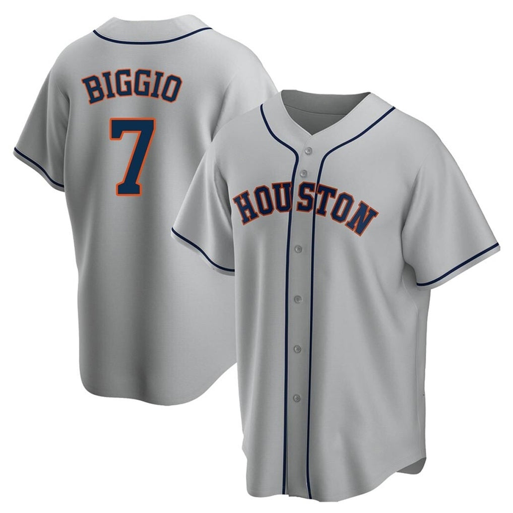 Vanessashop H.Astros #7 Craig Biggio Player Gray Home Game Stitched Jerseys