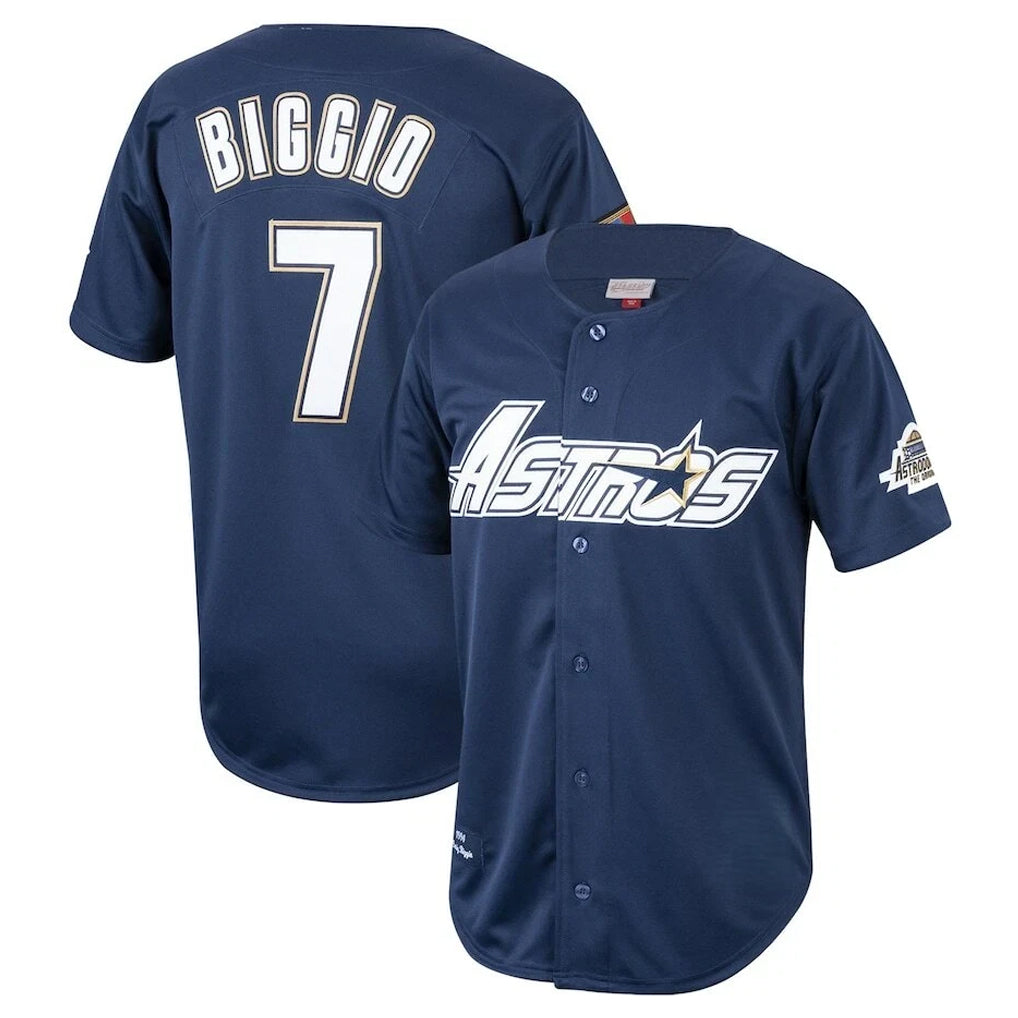 Vanessashop H.Astros #7 Craig Biggio Player Navy Mitchell & Ness Cooperstown Collection 1994 Limited Stitched Jerseys