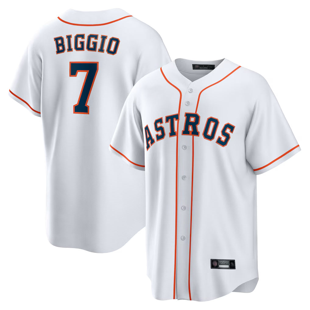Vanessashop H.Astros #7 Craig Biggio Player White Home Game Stitched Jerseys