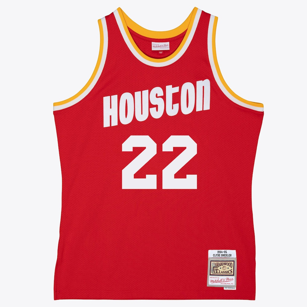 Vanessashop H.Rockets #22 Clyde Drexler Mitchell & Ness Red 199495 Swingman Stitched Jerseys