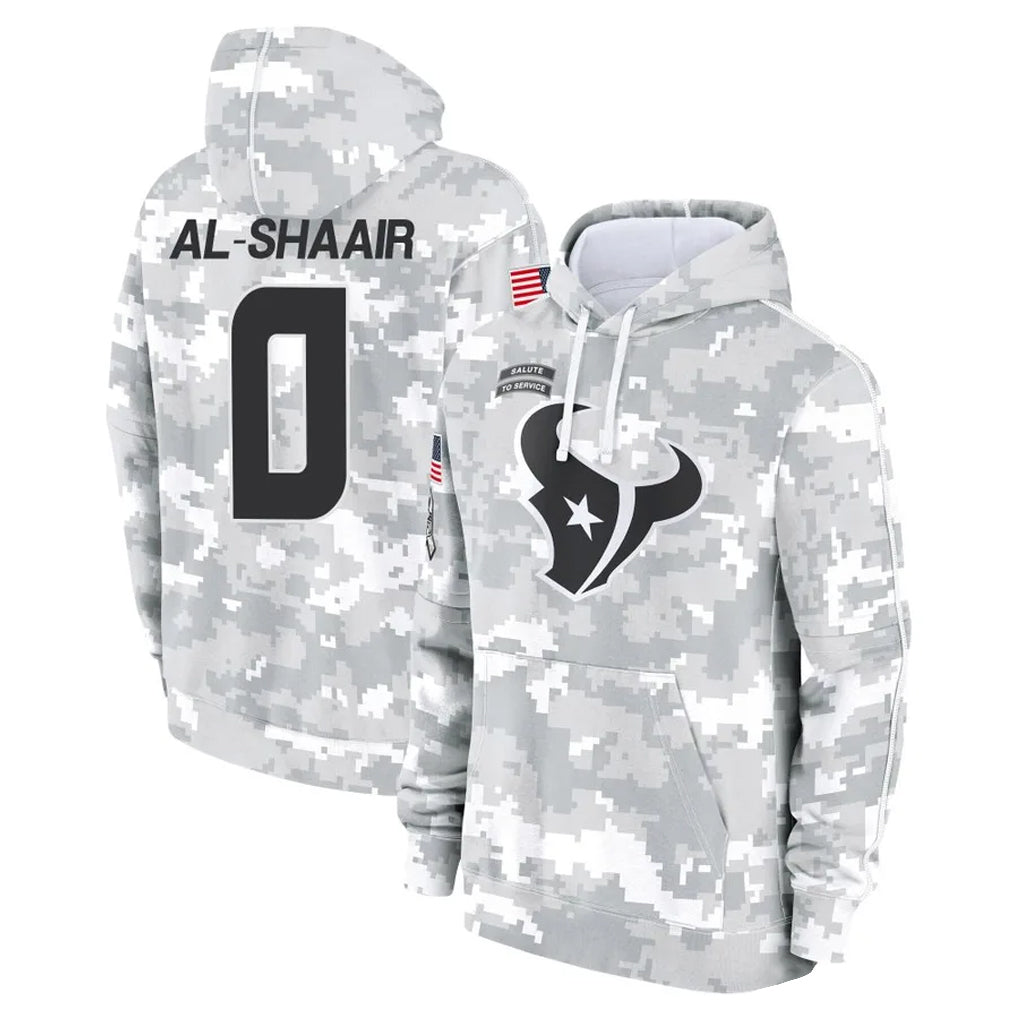 Vanessashop H.Texans #0 Azeez Al-Shaair Player Arctic Camo Salute to Service Hoodies Limited Game Stitched Jerseys