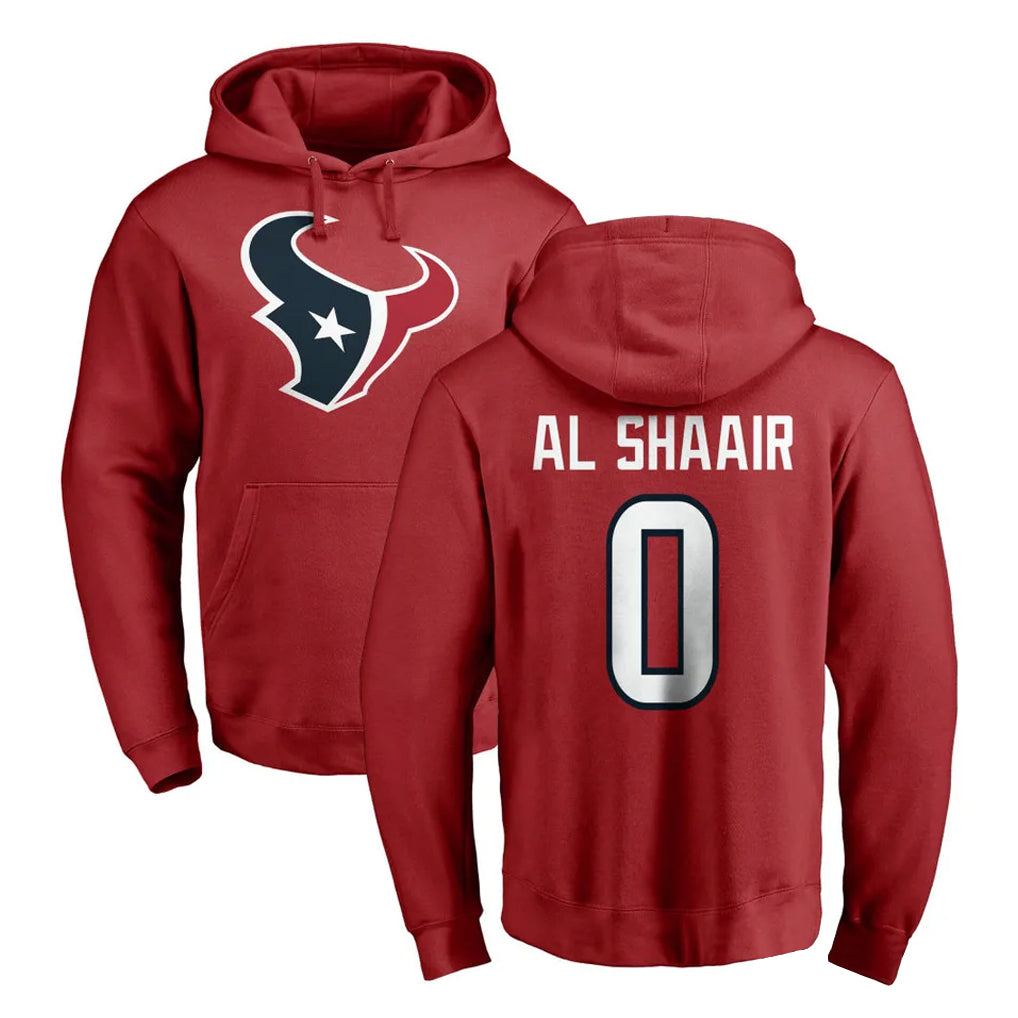 Vanessashop H.Texans #0 Azeez Al-Shaair Player Red Pro Line Pullover Hoodie Limited Game Stitched Jerseys