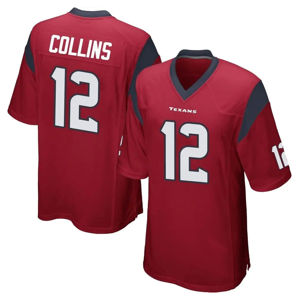 Vanessashop H.Texans #12 Nico Collins Player Red Home Game Stitched Jerseys