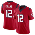 Vanessashop H.Texans #12 Nico Collins Player Red Limited Vapor F.U.S.E. Home Game Stitched Jerseys