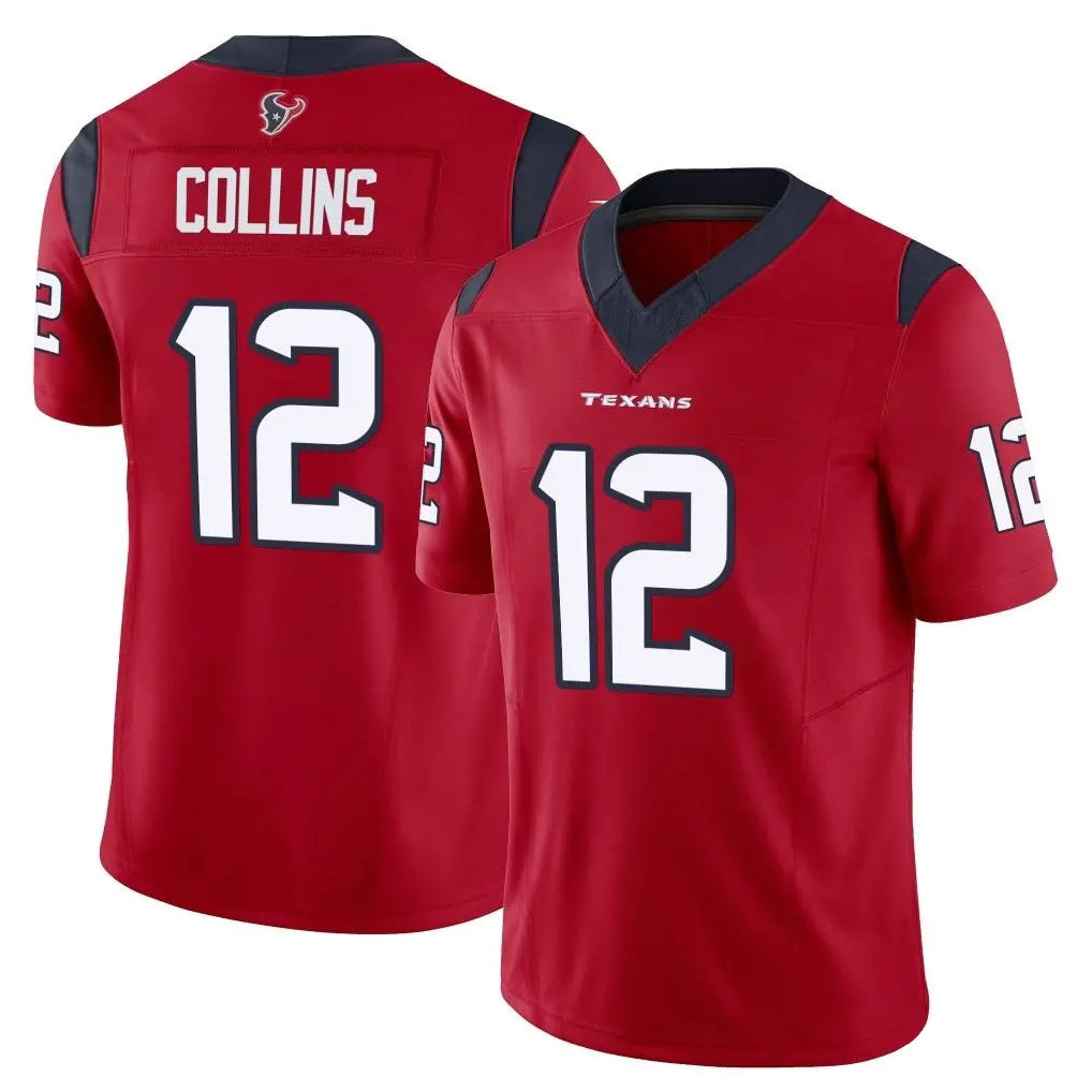 Vanessashop H.Texans #12 Nico Collins Player Red Limited Vapor F.U.S.E. Home Game Stitched Jerseys