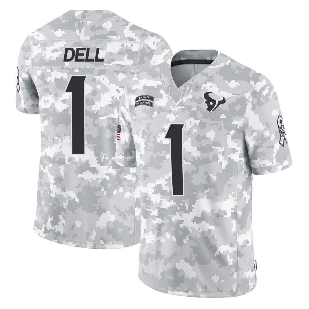 Vanessashop H.Texans #1 Tank Dell Player Arctic Camo Salute To Service Limited Game Stitched Jerseys