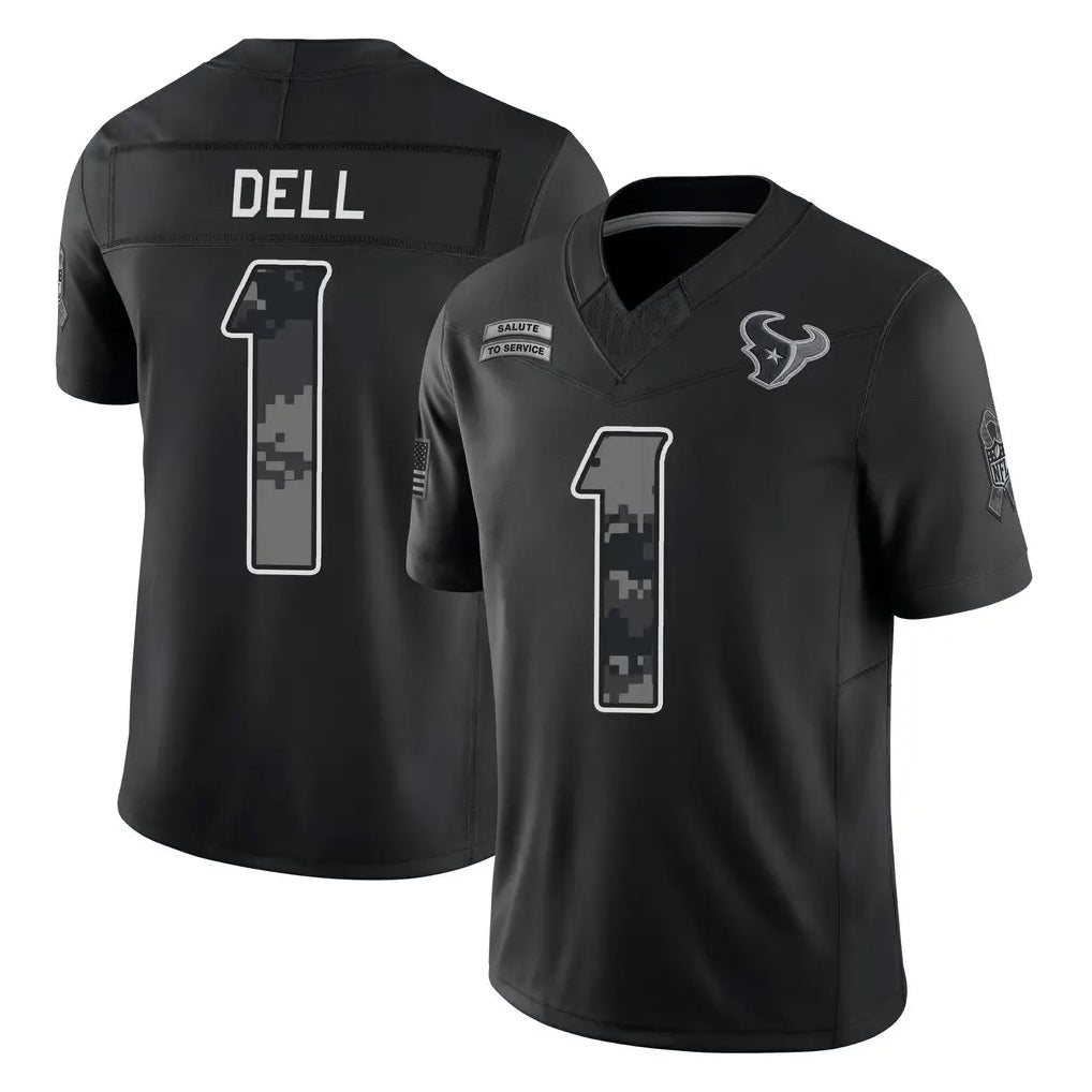 Vanessashop H.Texans #1 Tank Dell Player Black Limited 2026 Salute to Service Home Game Stitched Jerseys