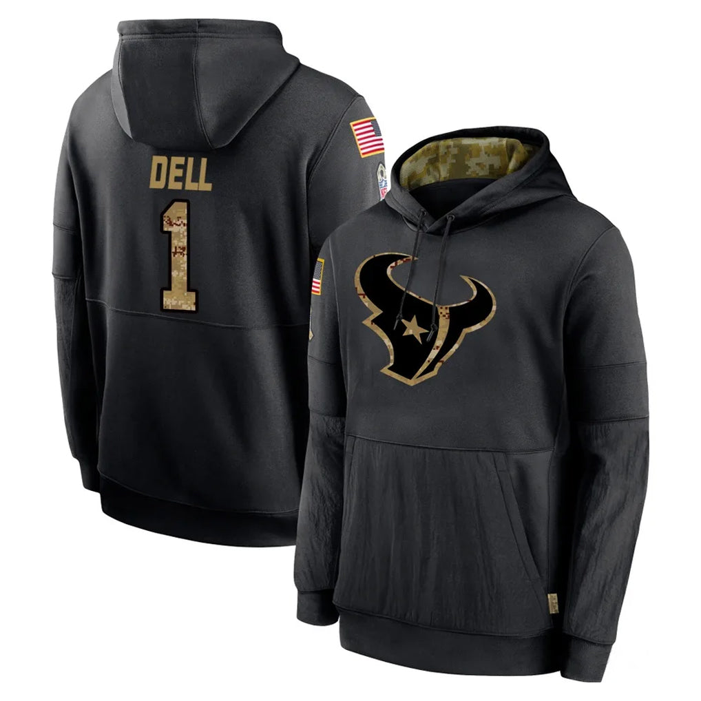 Vanessashop H.Texans #1 Tank Dell Player Black Salute to Service Hoodies Limited Game Stitched Jerseys