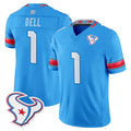 Vanessashop H.Texans #1 Tank Dell Player Blue 2026 Rivalries Vapor Limited Home Game Stitched jerseys