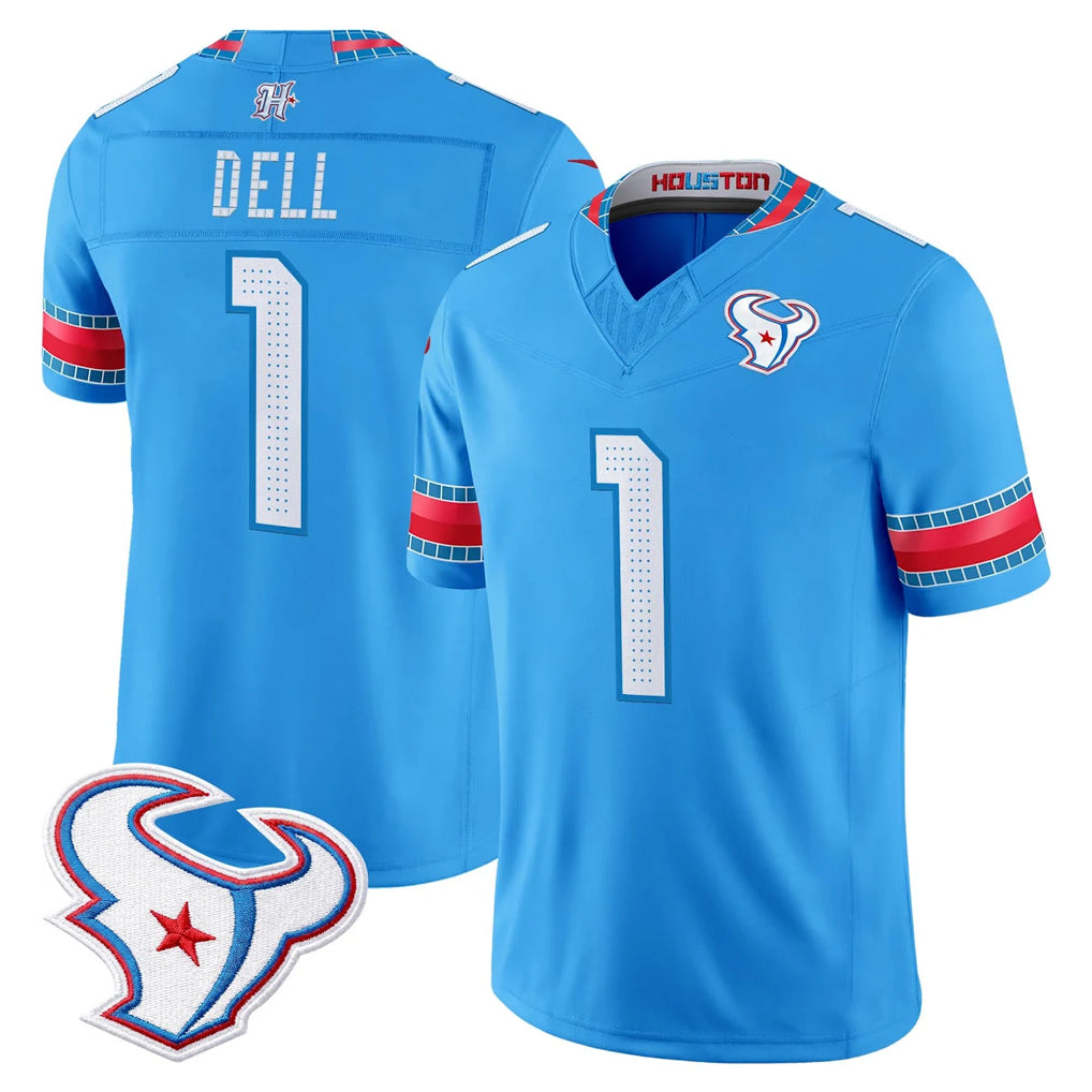Vanessashop H.Texans #1 Tank Dell Player Blue 2026 Rivalries Vapor Limited Home Game Stitched jerseys