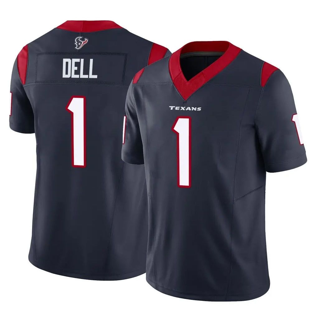 Vanessashop H.Texans #1 Tank Dell Player Navy Limited Vapor F.U.S.E. Home Game Stitched Jerseys