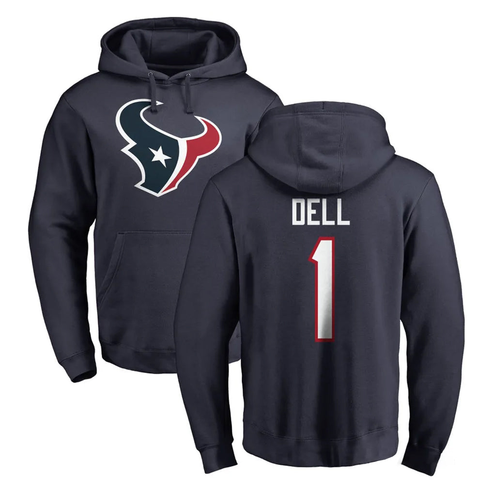 Vanessashop H.Texans #1 Tank Dell Player Navy Pro Line Pullover Hoodie Limited Game Stitched Jerseys