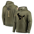 Vanessashop H.Texans #1 Tank Dell Player Olive Salute to Service Pullover Hoodies Home Game Stitched Jerseys