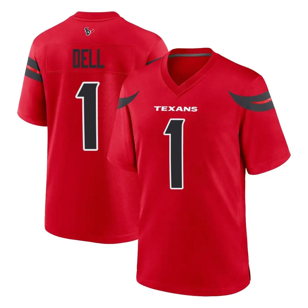 Vanessashop H.Texans #1 Tank Dell Player Red Alternate Home Game Stitched Jerseys