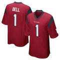 Vanessashop H.Texans #1 Tank Dell Player Red Home Game Stitched Jerseys