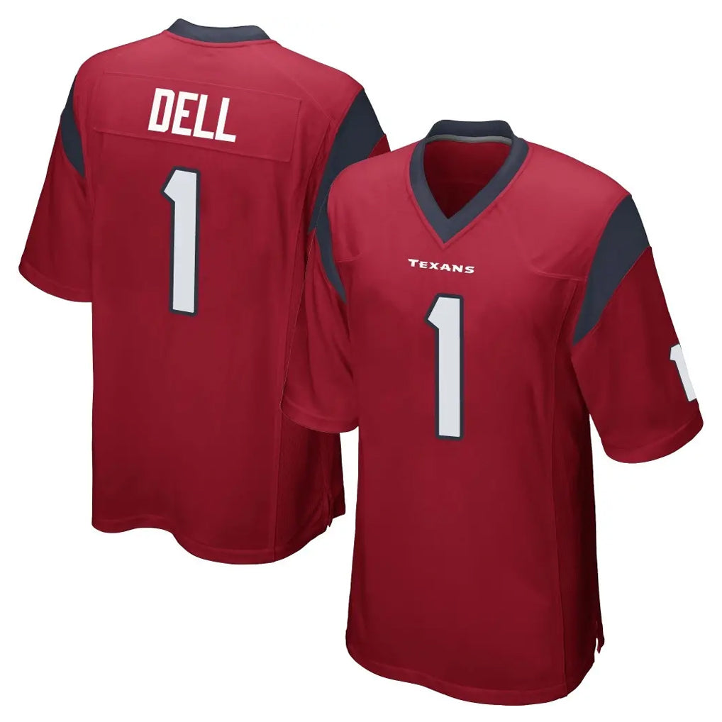 Vanessashop H.Texans #1 Tank Dell Player Red Home Game Stitched Jerseys