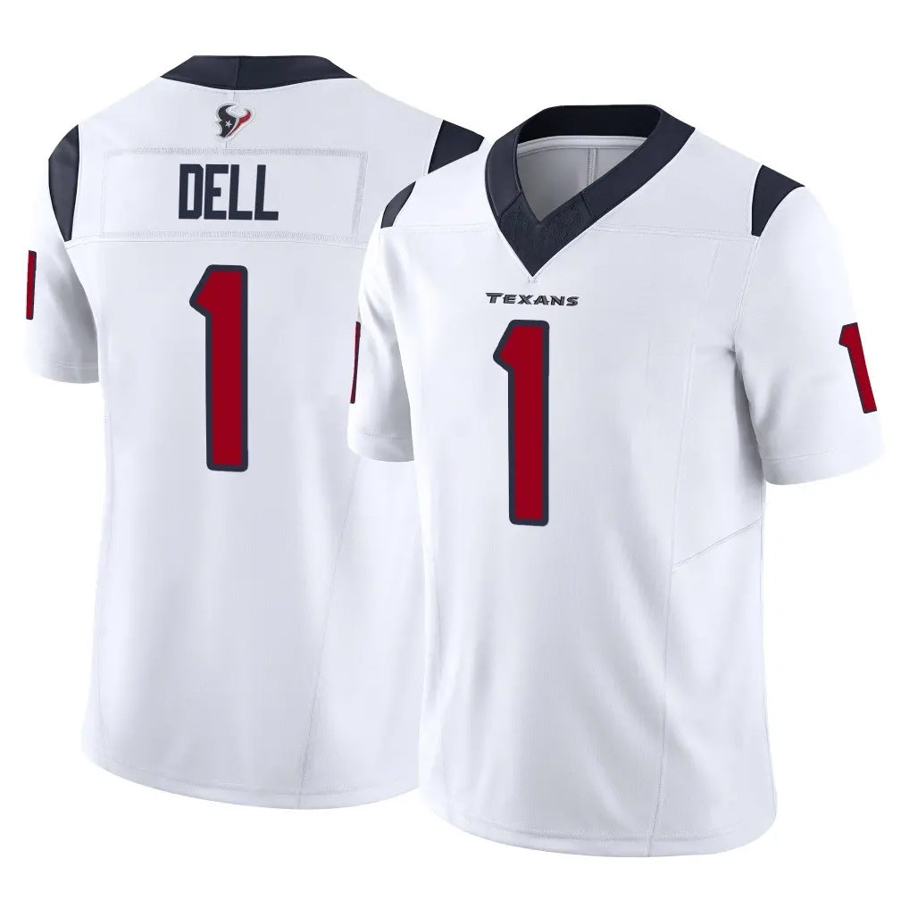 Vanessashop H.Texans #1 Tank Dell Player White Limited Vapor F.U.S.E. Home Game Stitched Jerseys