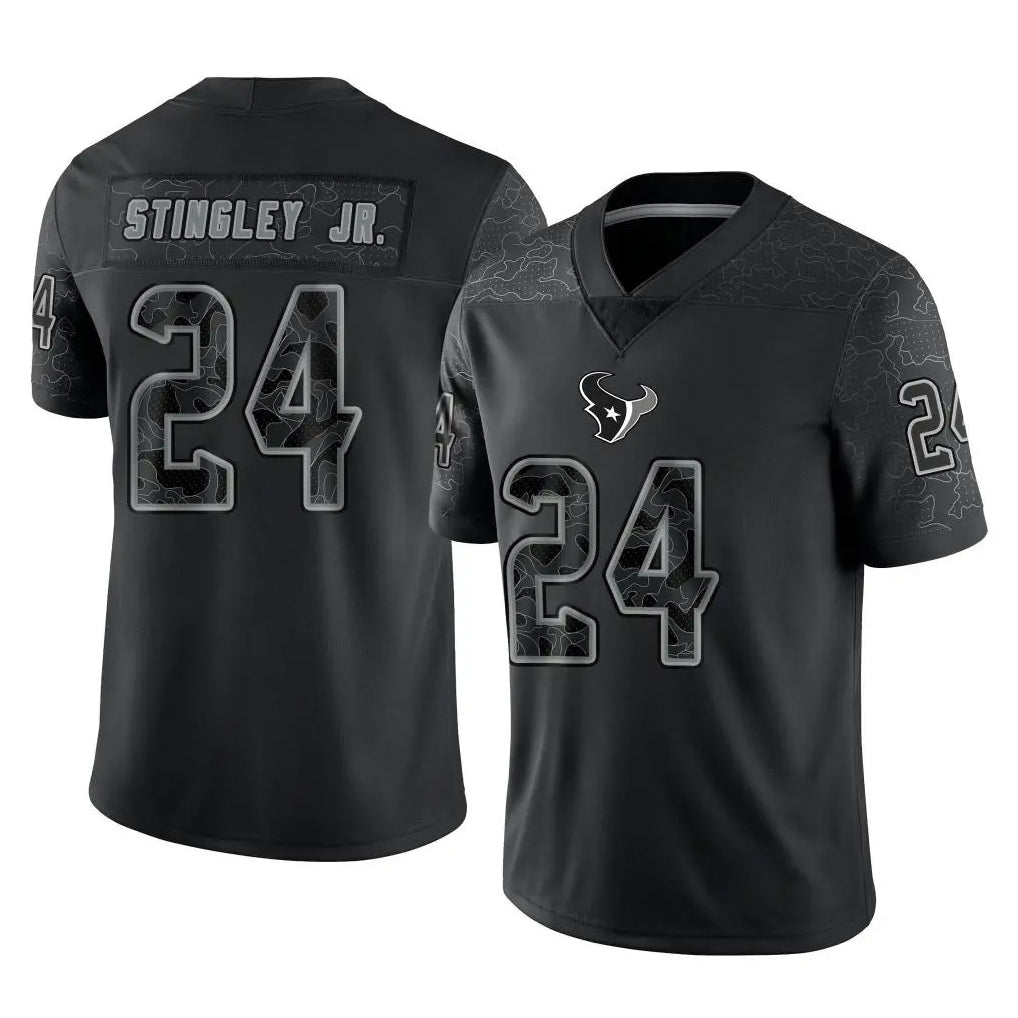 Vanessashop H.Texans #24 Derek Stingley Jr. Player Black Reflective Limited Game Stitched Jerseys