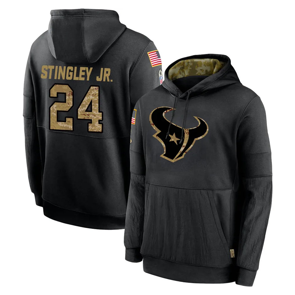 Vanessashop H.Texans #24 Derek Stingley Jr. Player Black Salute to Service Hoodies Limited Game Stitched Jerseys