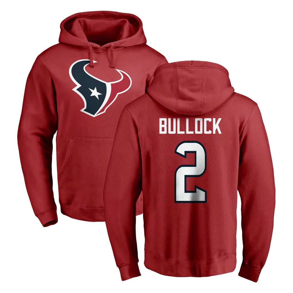Vanessashop H.Texans #2 Calen Bullock Player Red Pro Line Pullover Hoodie Limited Game Stitched Jerseys