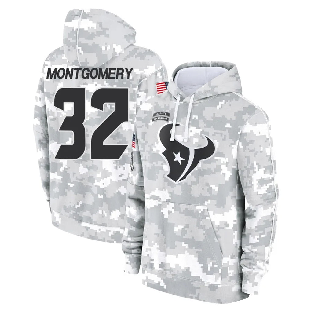 Vanessashop H.Texans #32 David Montgomery Player Arctic Camo Salute to Service Hoodies Limited Game Stitched Jerseys