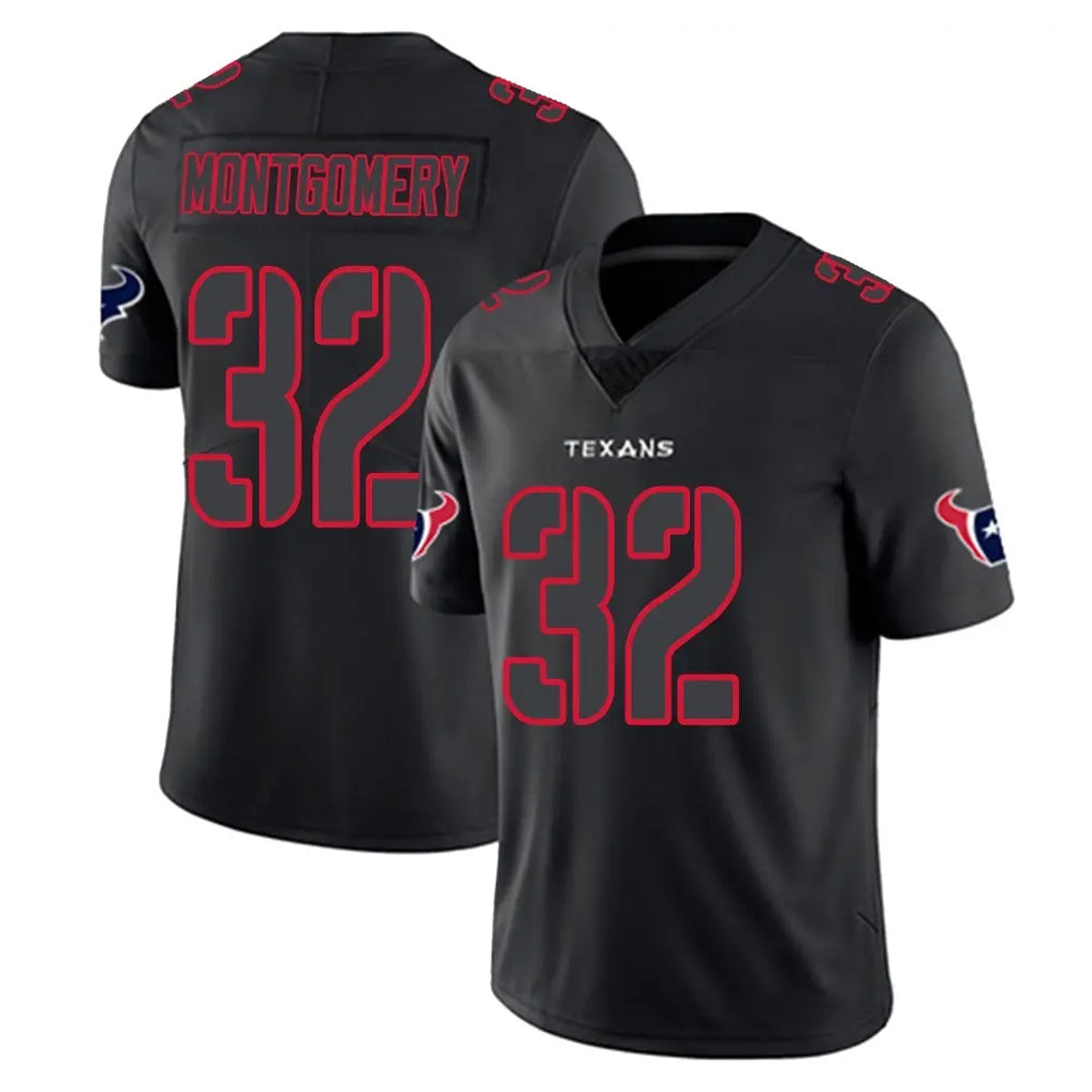 Vanessashop H.Texans #32 David Montgomery Player Black Impact Limited Game Stitched Jerseys