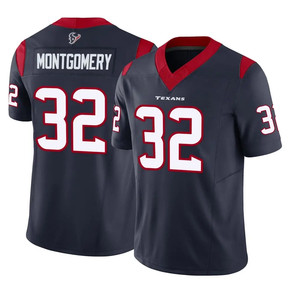 Vanessashop H.Texans #32 David Montgomery Player Navy Limited Vapor F.U.S.E. Home Game Stitched Jerseys