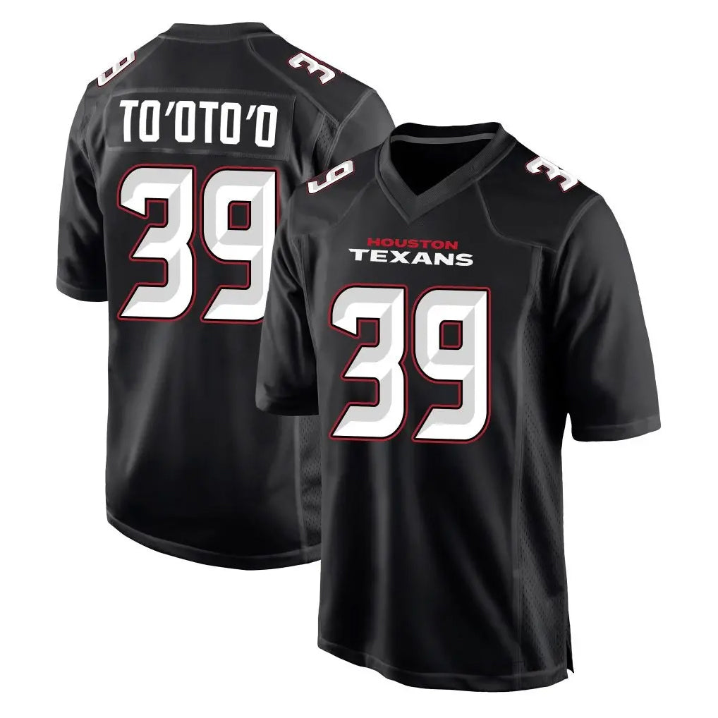 Vanessashop H.Texans #39 Henry To'oTo'o Player Carbon Black Fashion Home Game Stitched Jerseys