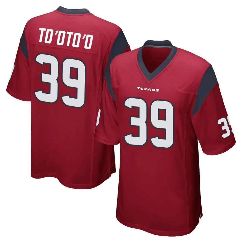 Vanessashop H.Texans #39 Henry To'oTo'o Player Red Home Game Stitched Jerseys