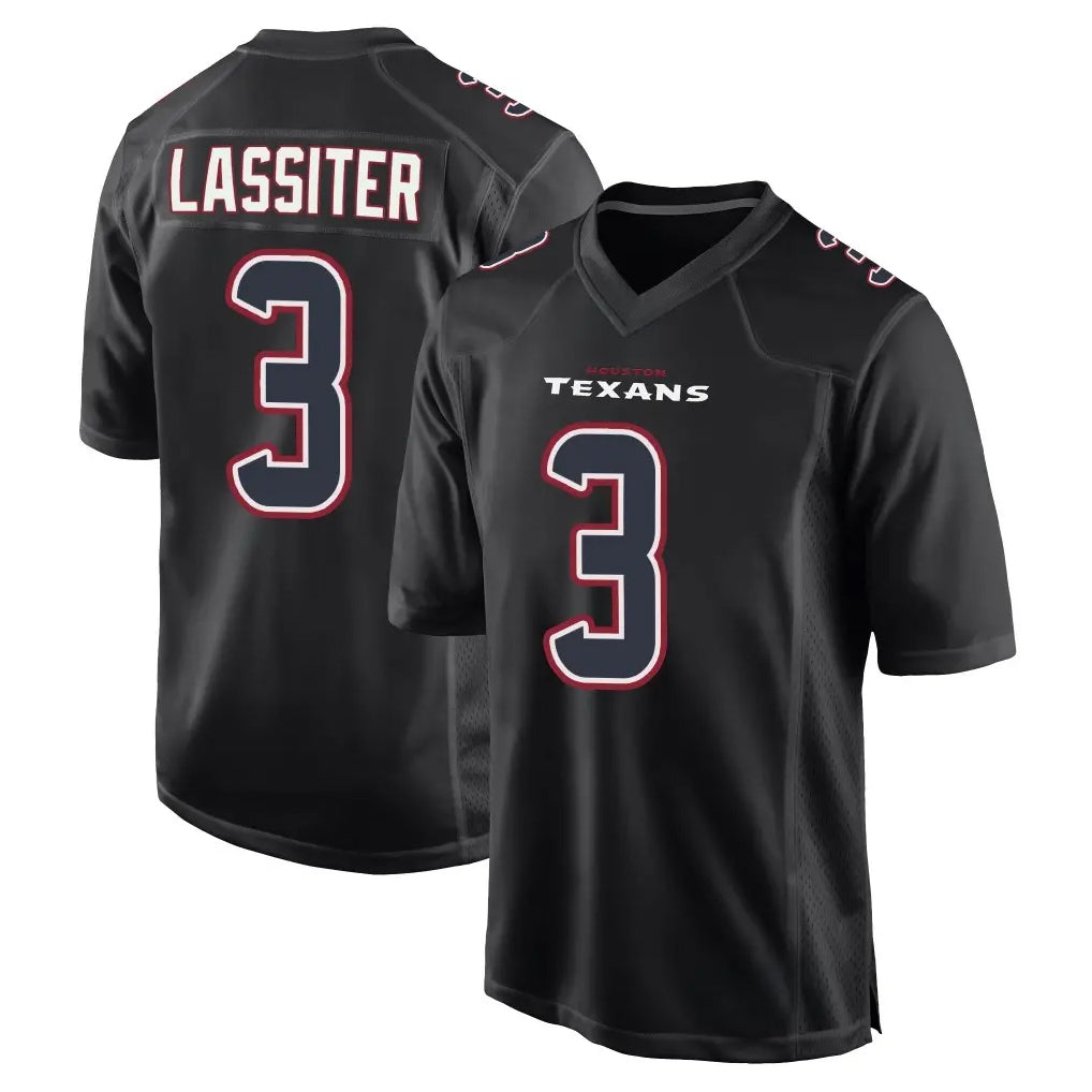 Vanessashop H.Texans #3 Kamari Lassiter Player Black Fashion Home Game Stitched Jerseys