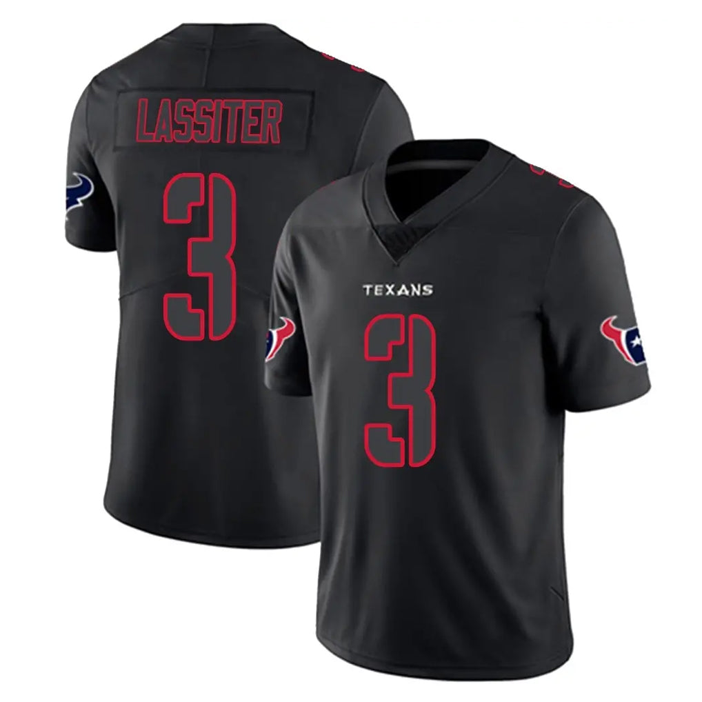 Vanessashop H.Texans #3 Kamari Lassiter Player Black Impact Limited Game Stitched Jerseys