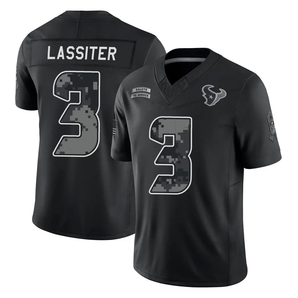 Vanessashop H.Texans #3 Kamari Lassiter Player Black Limited 2026 Salute to Service Home Game Stitched Jerseys