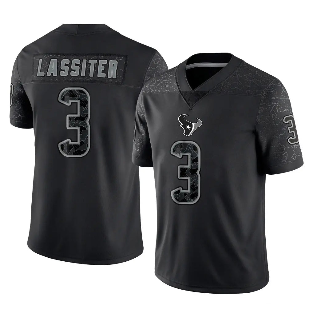 Vanessashop H.Texans #3 Kamari Lassiter Player Black Reflective Limited Game Stitched Jerseys