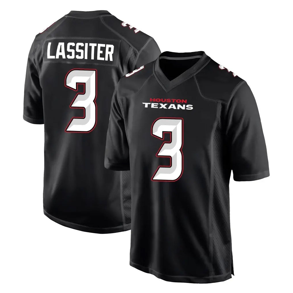 Vanessashop H.Texans #3 Kamari Lassiter Player Carbon Black Fashion Home Game Stitched Jerseys