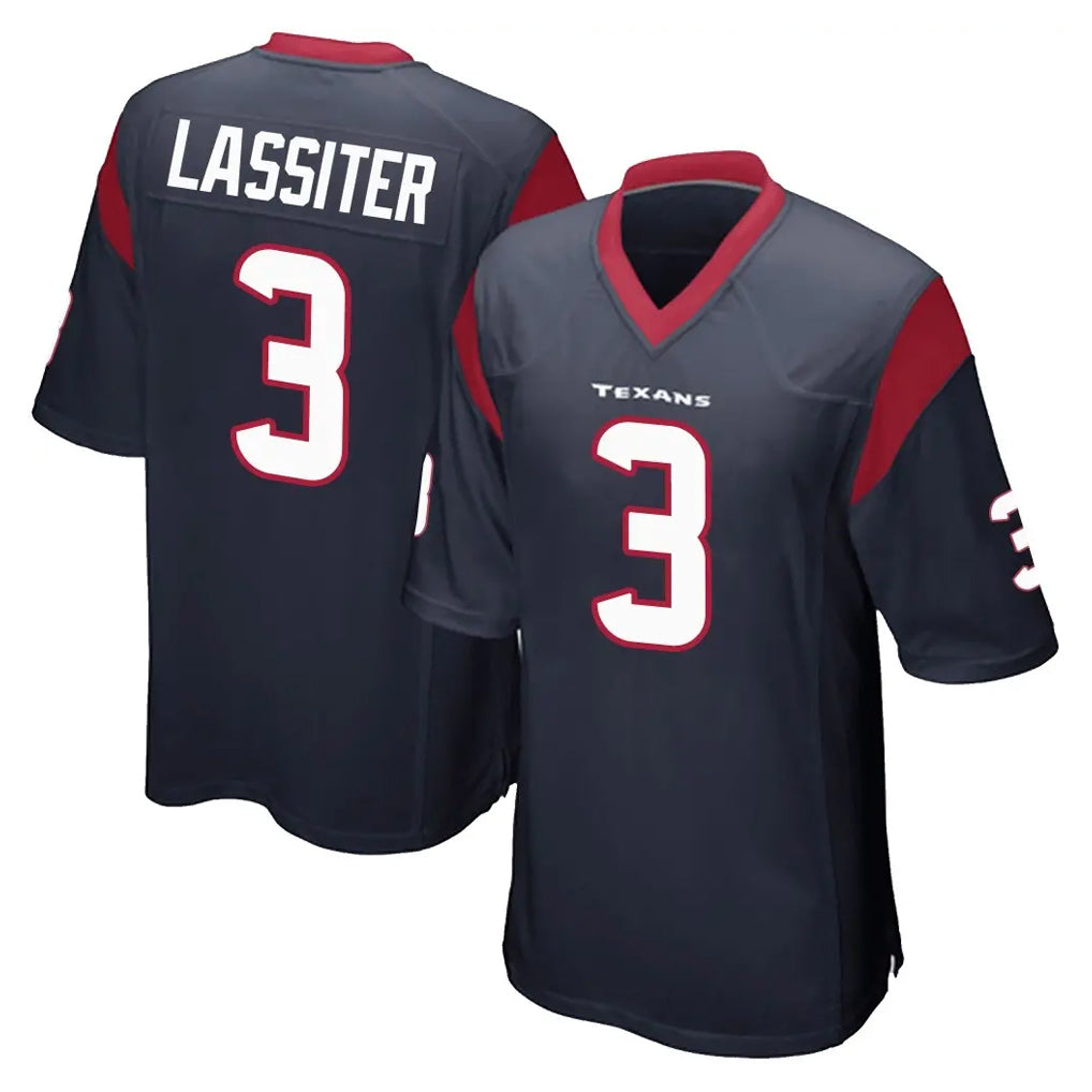 Vanessashop H.Texans #3 Kamari Lassiter Player Navy Home Game Stitched Jerseys