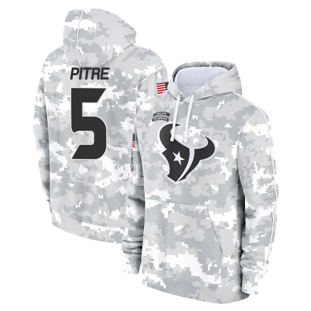 Vanessashop H.Texans #5 Jalen Pitre Player Arctic Camo Salute to Service Hoodies Limited Game Stitched Jerseys
