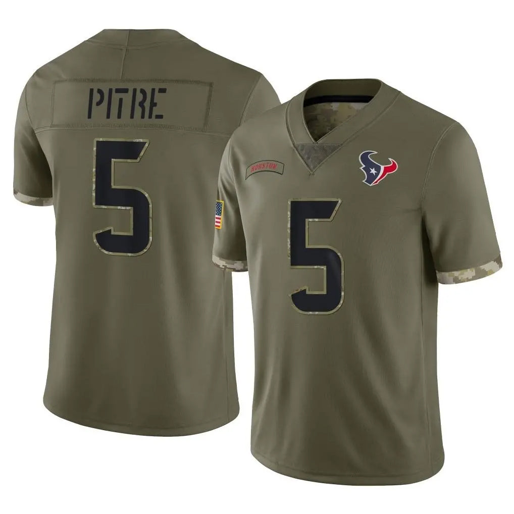 Vanessashop H.Texans #5 Jalen Pitre Player Olive Salute To Service Limited Stitched Jerseys