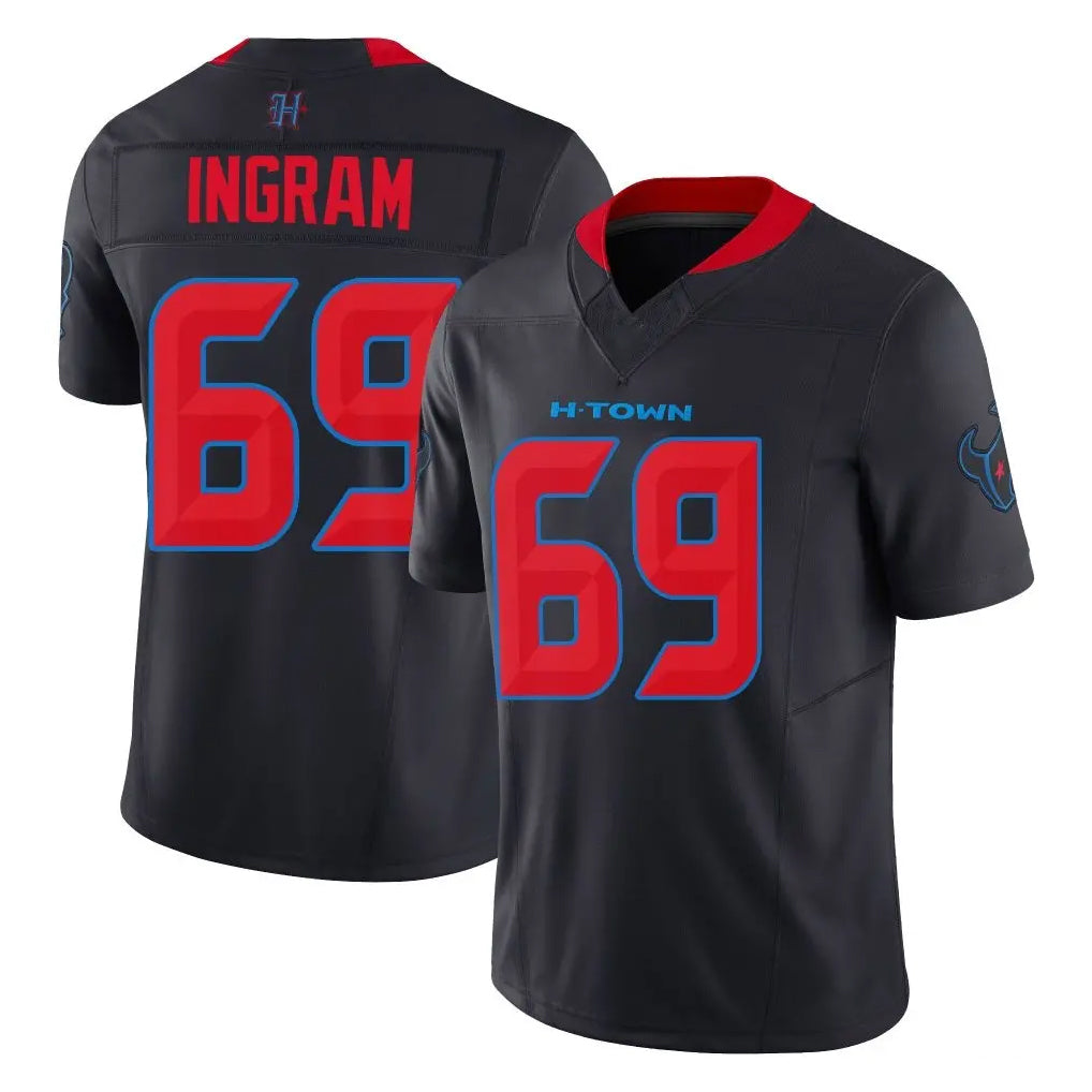Vanessashop H.Texans #69 Ed Ingram Player Navy Limited 2nd Alternate Vapor F.U.S.E. Home Game Stitched Jerseys