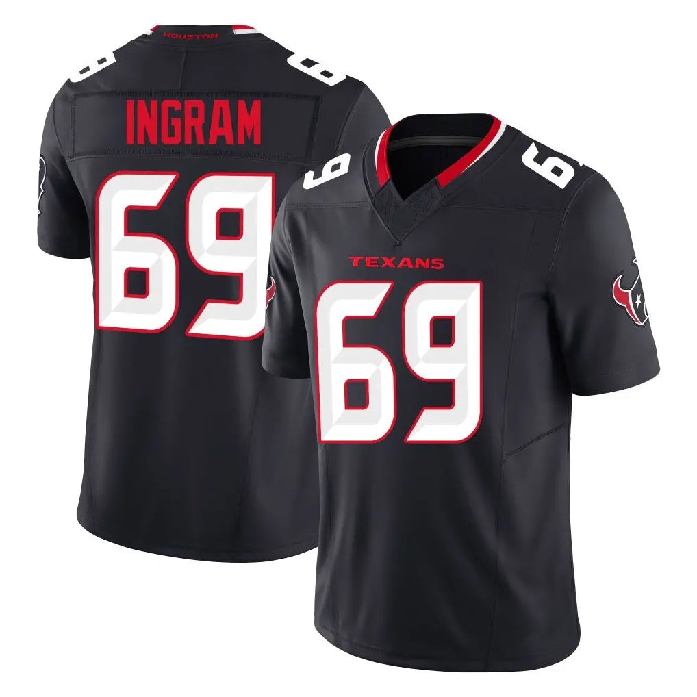 Vanessashop H.Texans #69 Ed Ingram Player Navy Limited Alternate Vapor F.U.S.E. Home Game Stitched Jerseys