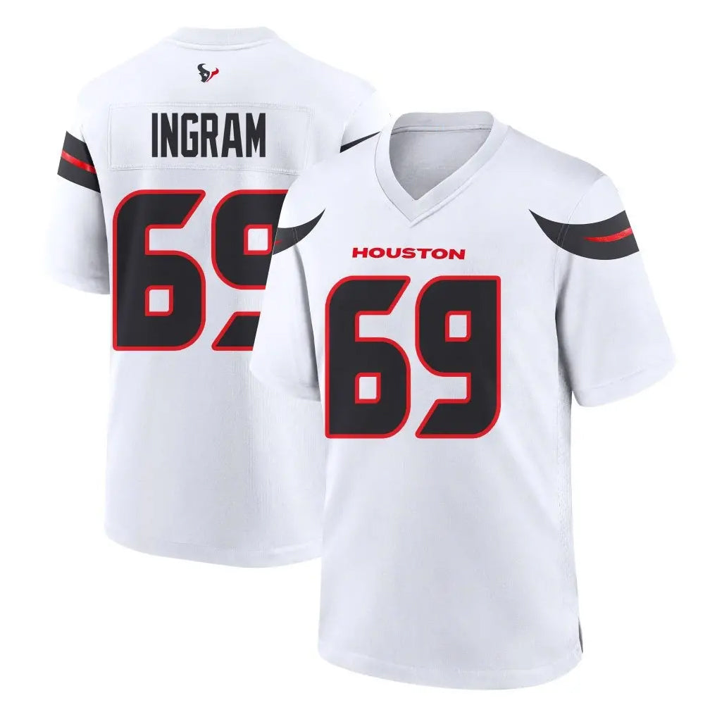 Vanessashop H.Texans #69 Ed Ingram Player White Limited Vapor F.U.S.E. Home Game Stitched Jerseys