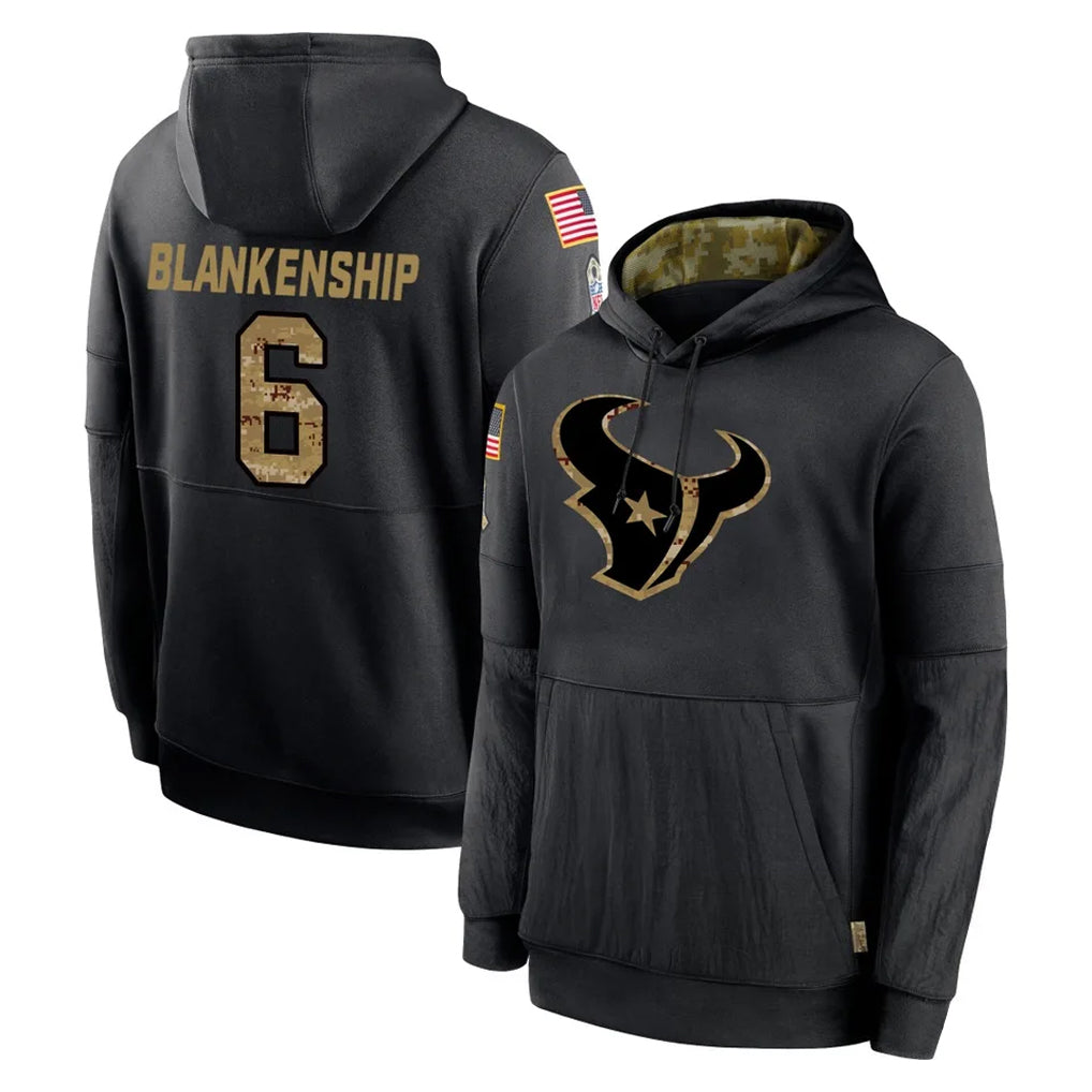Vanessashop H.Texans #6 Reed Blankenship Player Black Salute to Service Hoodies Limited Game Stitched Jerseys