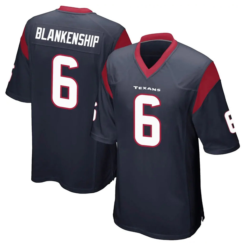 Vanessashop H.Texans #6 Reed Blankenship Player Navy Home Game Stitched Jerseys