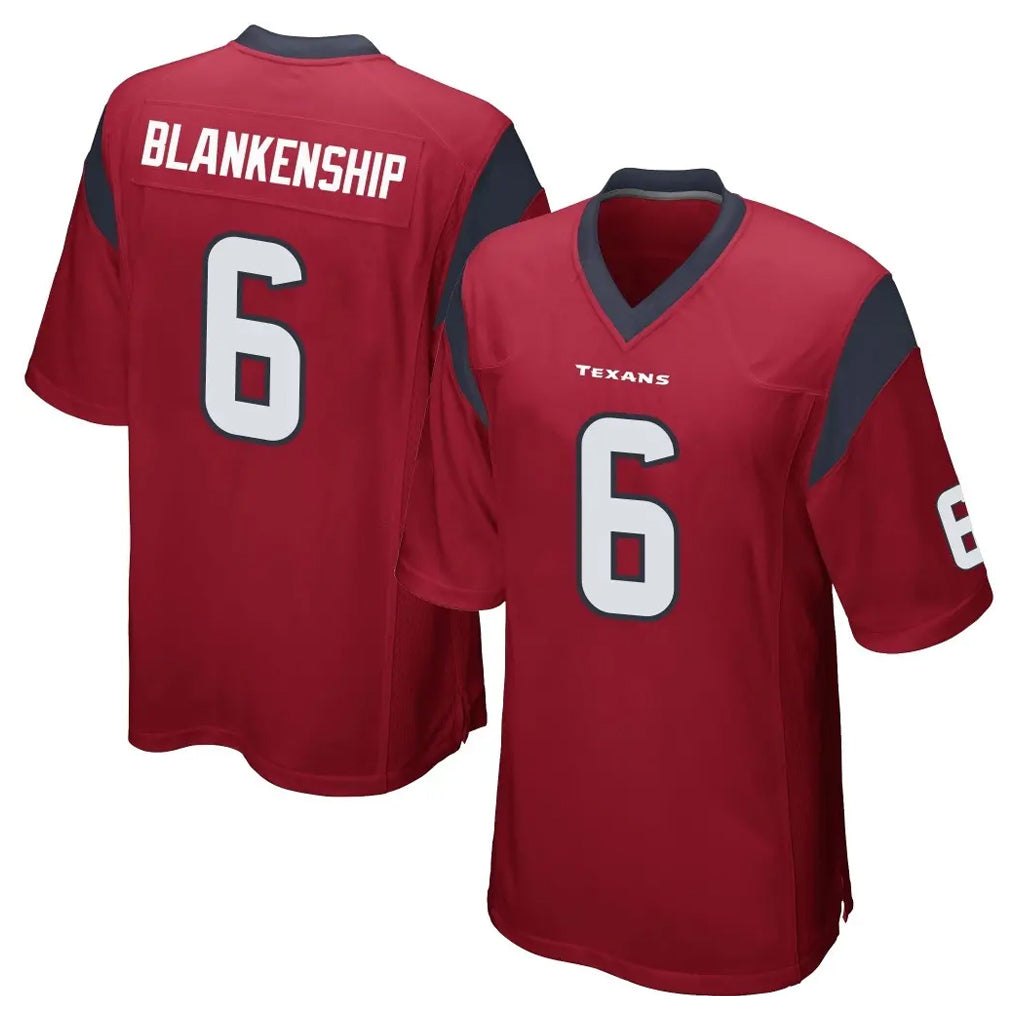 Vanessashop H.Texans #6 Reed Blankenship Player Red Home Game Stitched Jerseys