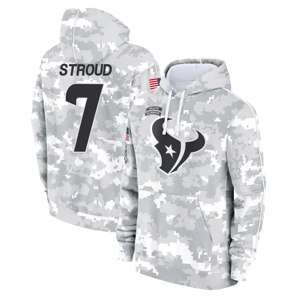 Vanessashop H.Texans #7 CJ Stroud Player Arctic Camo Salute to Service Hoodies Limited Game Stitched Jerseys
