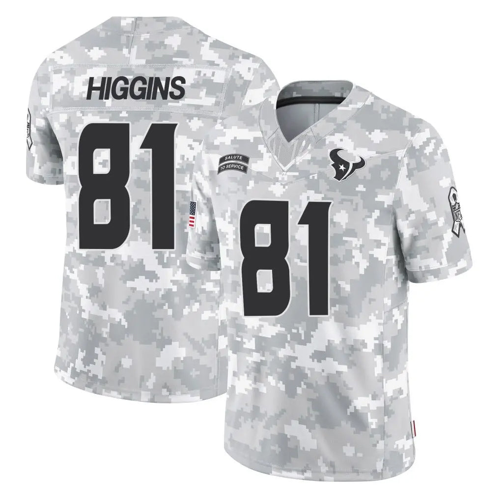 Vanessashop H.Texans #81 Jayden Higgins Player Arctic Camo Salute To Service Limited Game Stitched Jerseys