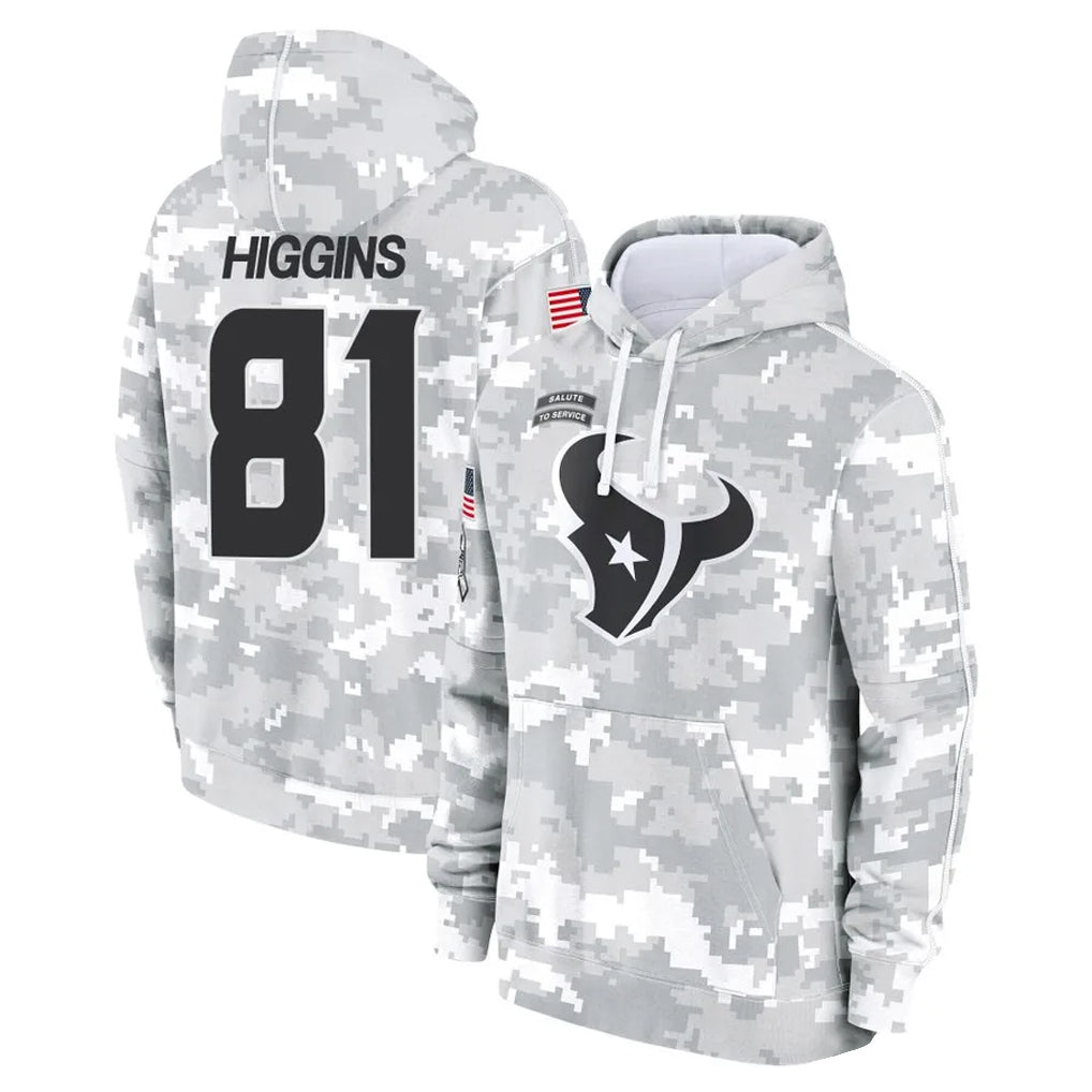 Vanessashop H.Texans #81 Jayden Higgins Player Arctic Camo Salute to Service Hoodies Limited Game Stitched Jerseys