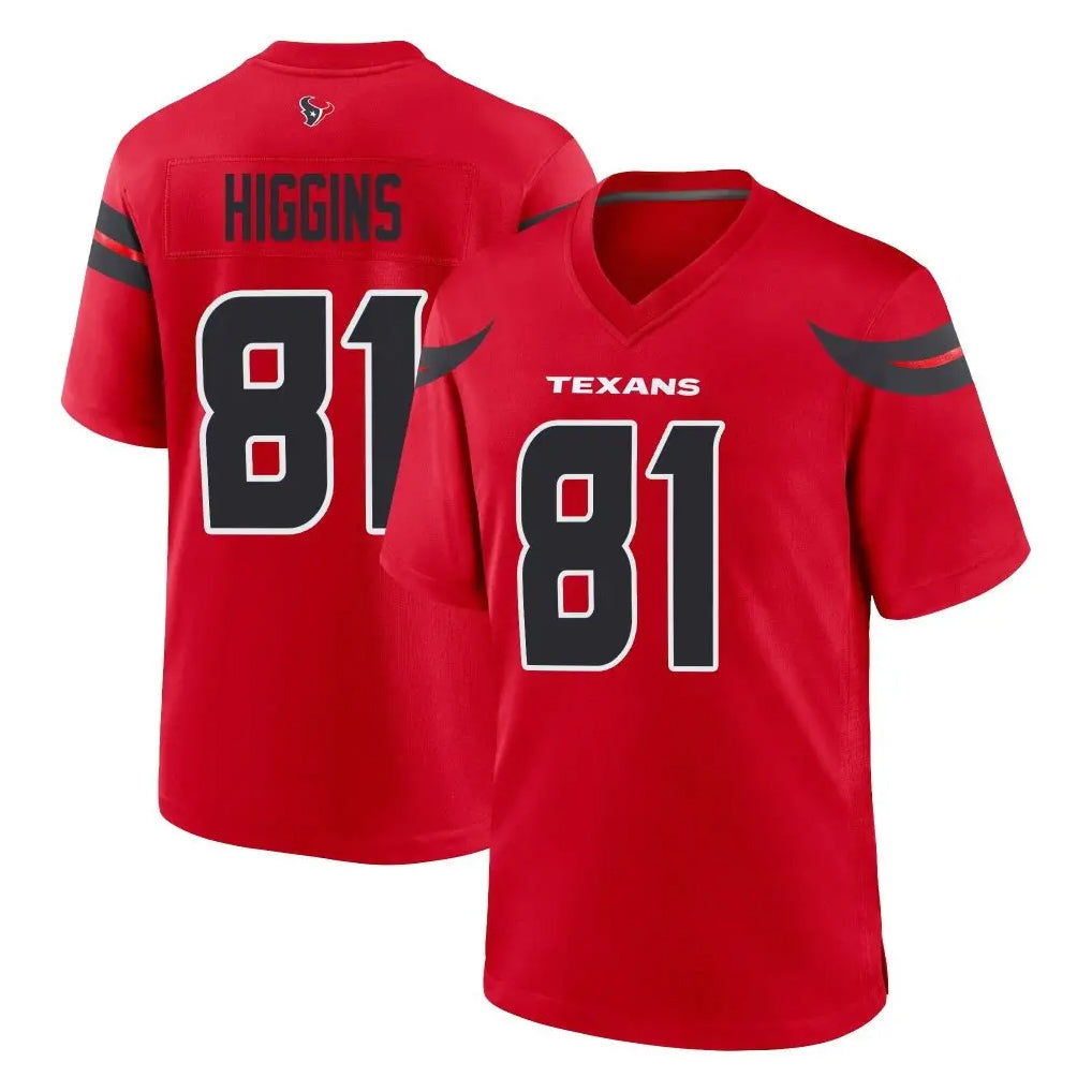 Vanessashop H.Texans #81 Jayden Higgins Player Red Alternate Home Game Stitched Jerseys